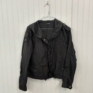 Brandy Melville Black Utility waterproof zip up snap hooded Jacket
